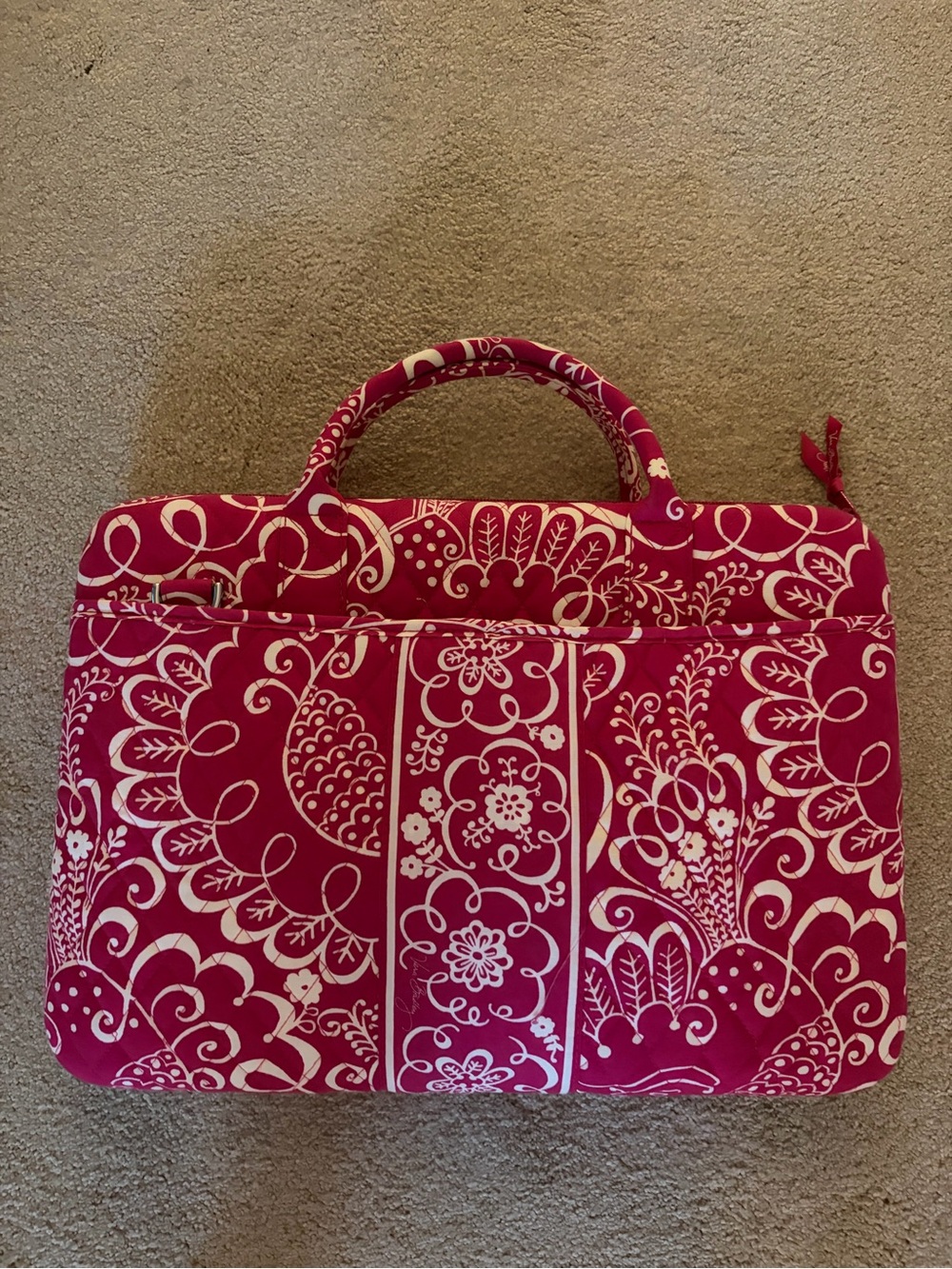 Vera Bradley Raspberry Pink Floral Quilted Laptop Bag
